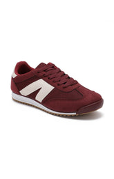 Lace Up Trainer in Wine
