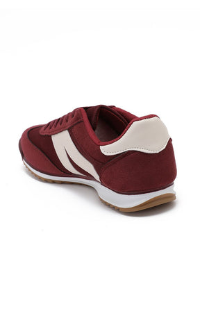 Lace Up Trainer in Wine