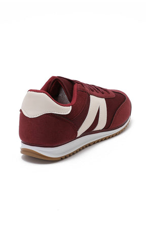 Lace Up Trainer in Wine