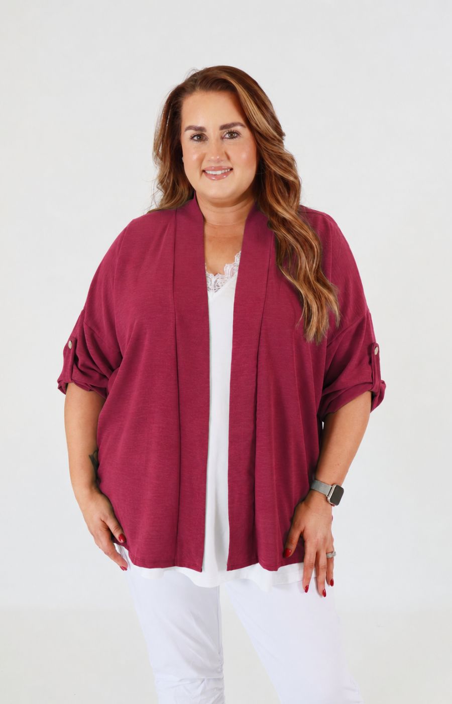 Lainey Cardigan in Wine 