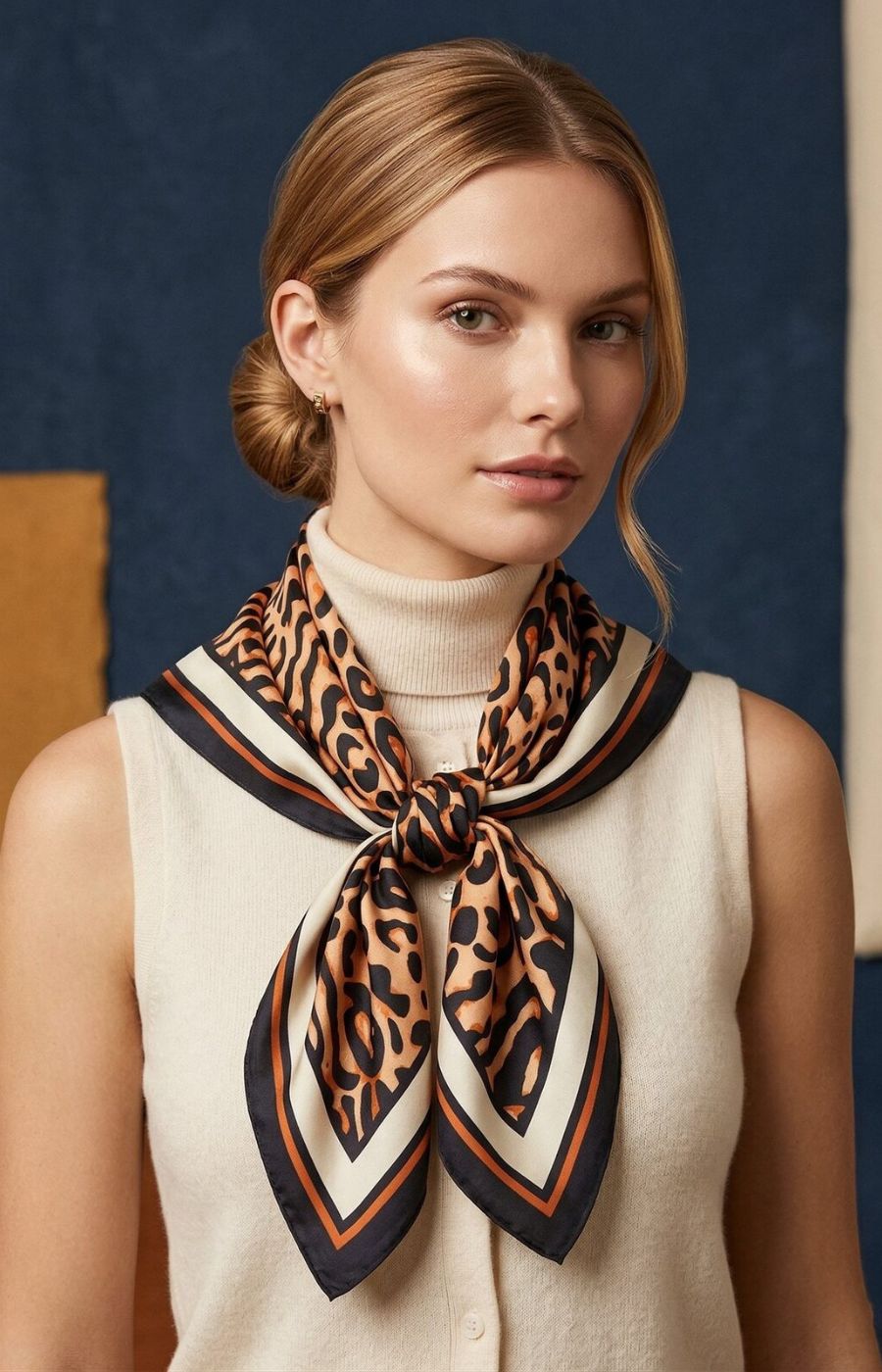 Leah Leopard Scarf in Black 