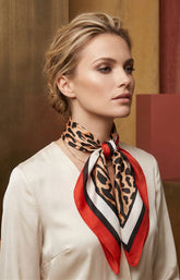 Leah Leopard Scarf in Red 