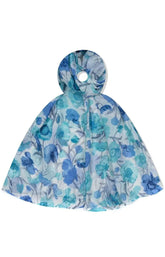 Lelia Scarf in Blue, A blue floral scarf
