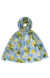 Lemon Scarf in Blue, A blue scarf with Lemon detailing
