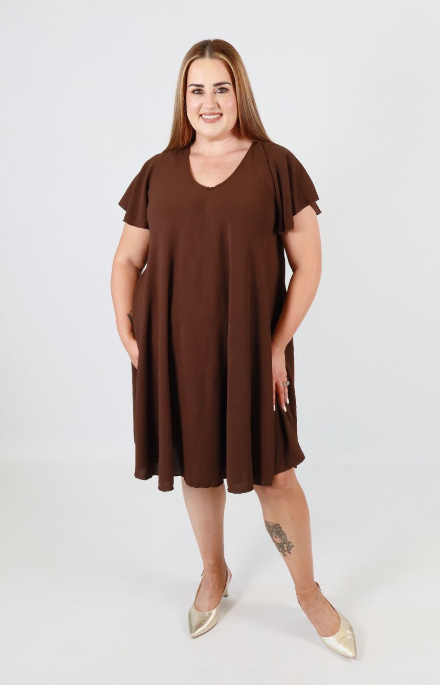Lina Dress in Brown 
