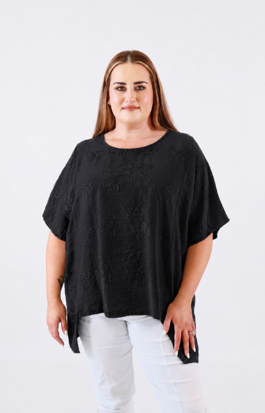 Linda Open Back Blouse in Black 