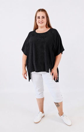 Linda Open Back Blouse in Black 
