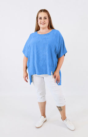 Linda Open Back Blouse in Blue 