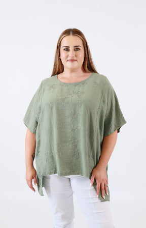 Linda Open Back Blouse in Khaki 