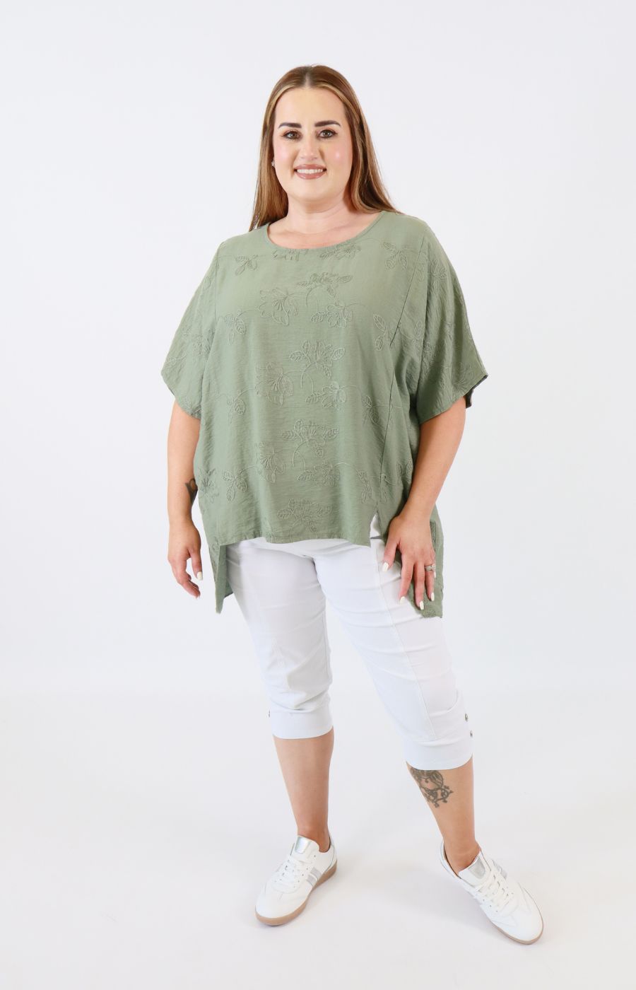 Linda Open Back Blouse in Khaki 