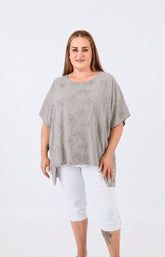 Linda Open Back Blouse in Taupe 