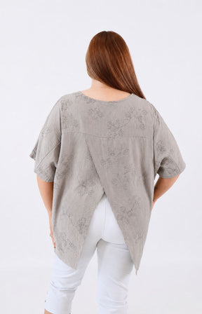Linda Open Back Blouse in Taupe 