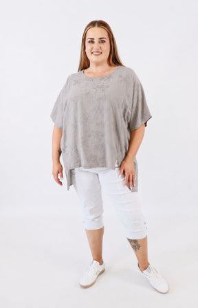 Linda Open Back Blouse in Taupe 