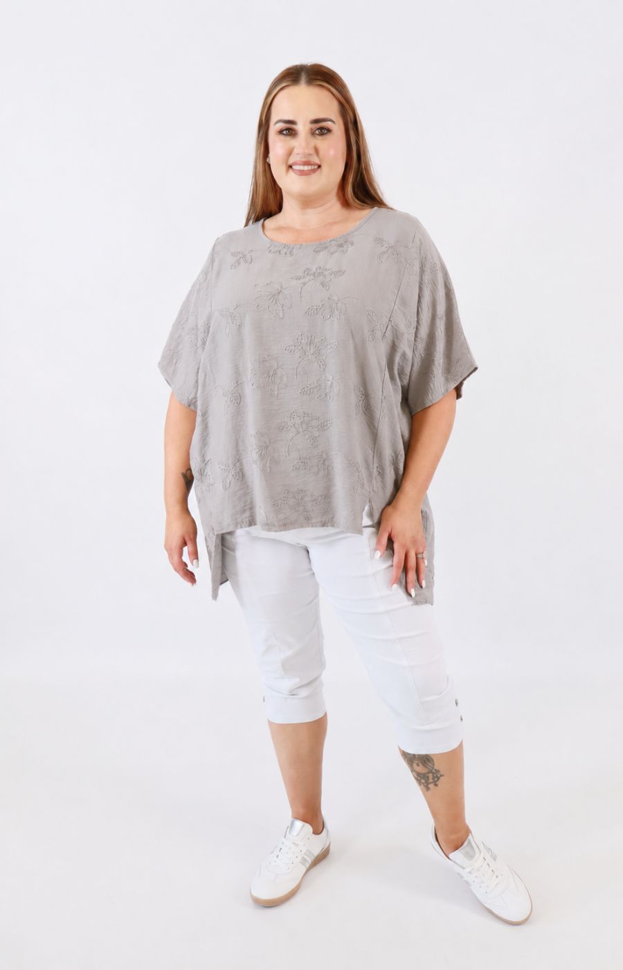 Linda Open Back Blouse in Taupe 