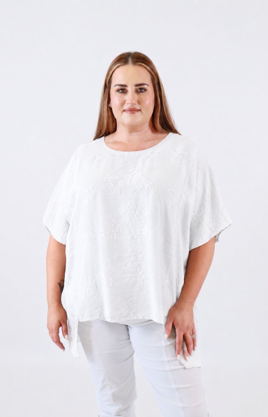 Linda Open Back Blouse in White 