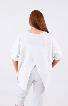 Linda Open Back Blouse in White 