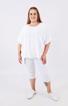 Linda Open Back Blouse in White