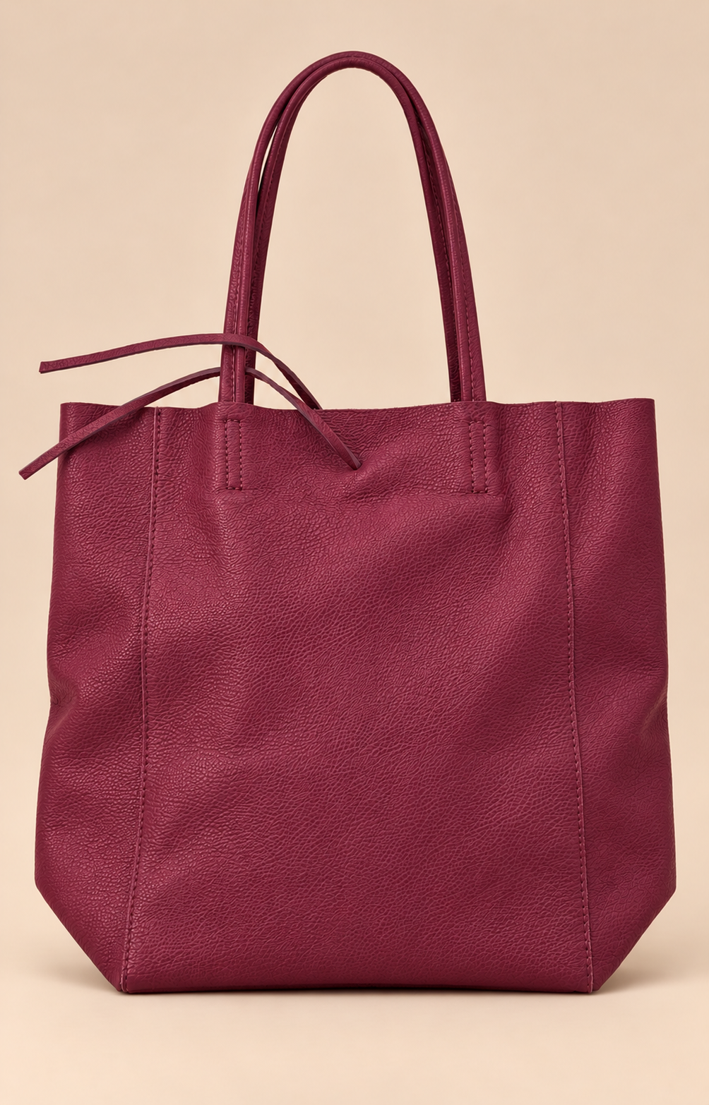 Liz Leather Tote Bag in Magenta 