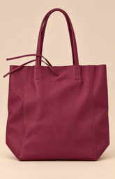 Liz Leather Tote Bag in Magenta 