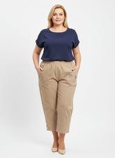 Lucie Crop Trousers in Beige  