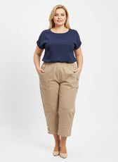 Lucie Crop Trousers in Beige  