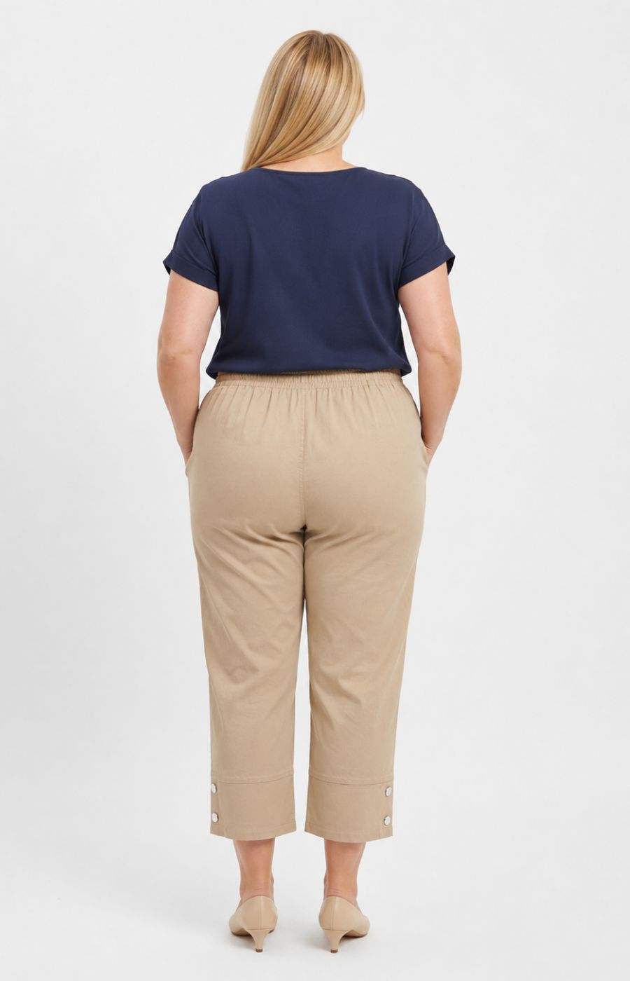 Lucie Crop Trousers in Beige 
