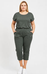 Lucie Crop Trousers in Khaki 