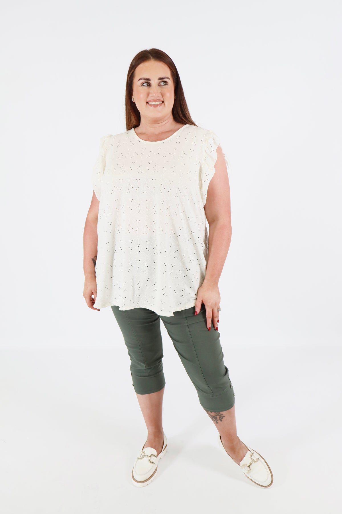 Lucie Crop Trousers in Khaki