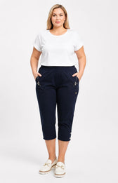 Lucie Crop Trousers in Navy 