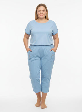 Lucie Crop Trousers in Sky Blue  
