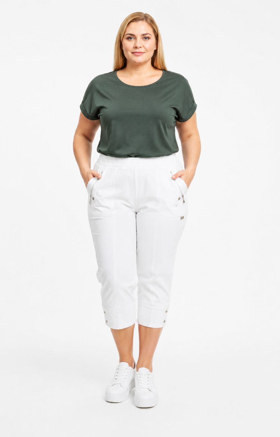 Lucie Crop Trousers in White 