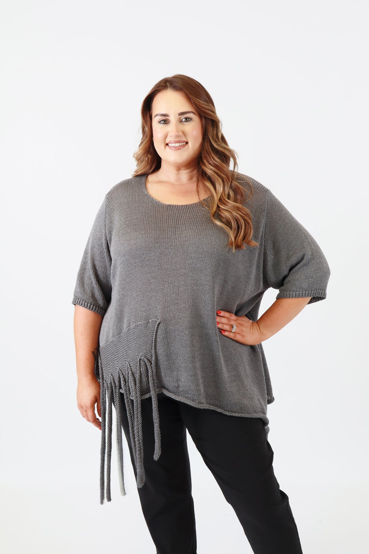 Lydia Knit Top in Grey