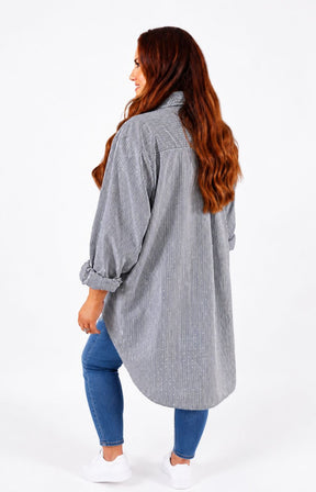 Mabel Sparkle Shirt in Charcoal, This image was created using AI. 