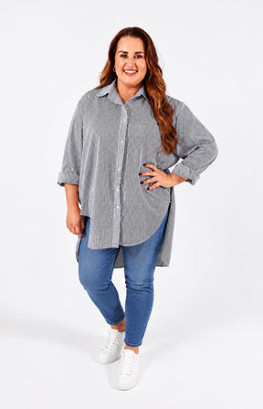 Mabel Sparkle Shirt in Charcoal, This image was created using AI. 