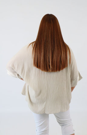 Maggie Crinkle Blouse in Beige 