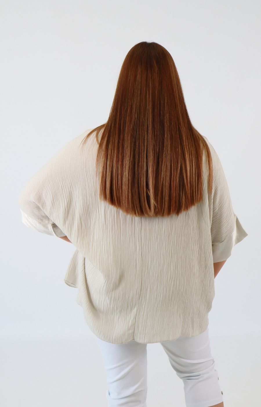 Maggie Crinkle Blouse in Beige 