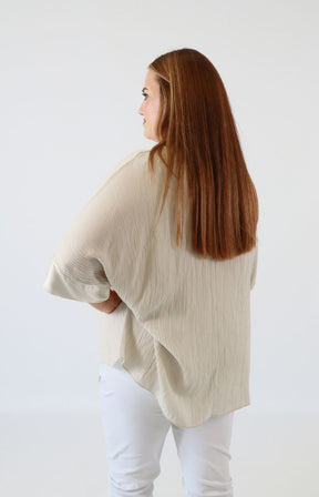 Maggie Crinkle Blouse in Beige 