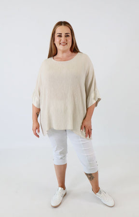 Maggie Crinkle Blouse in Beige 