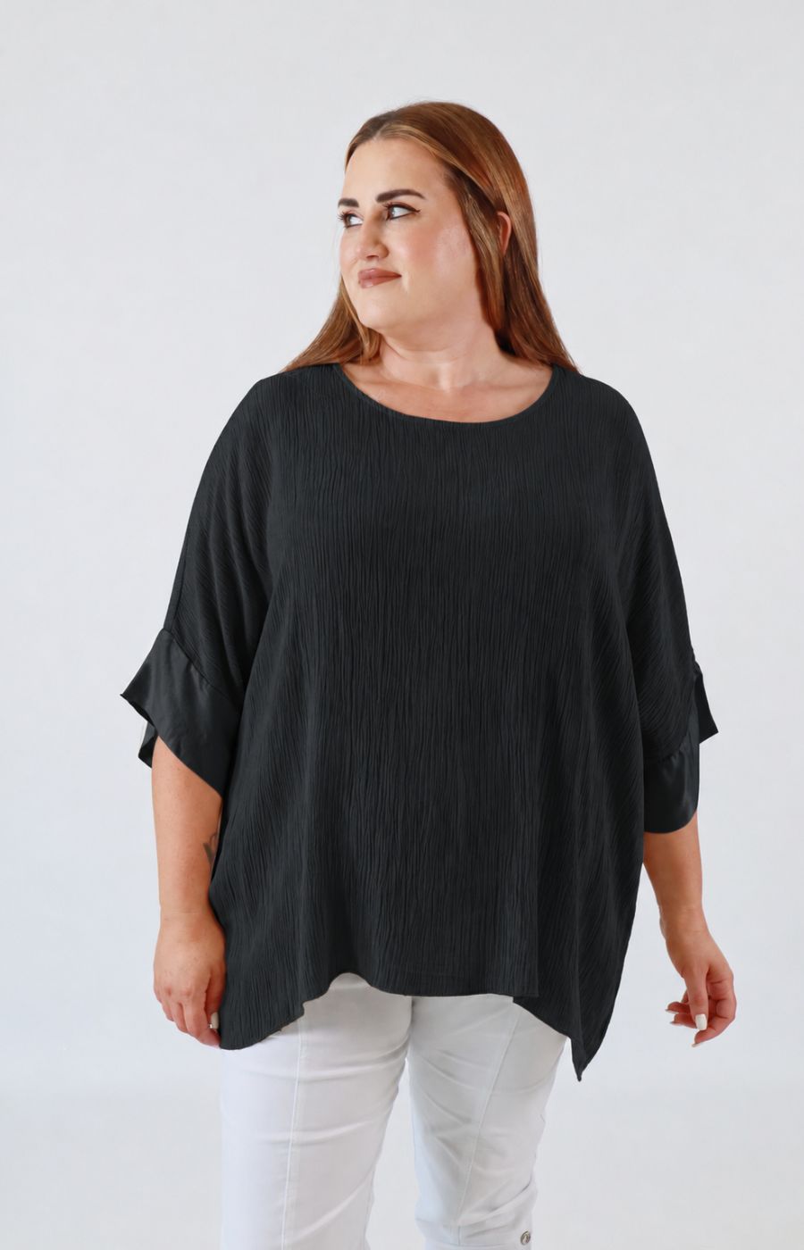 Maggie Crinkle Blouse in Black 