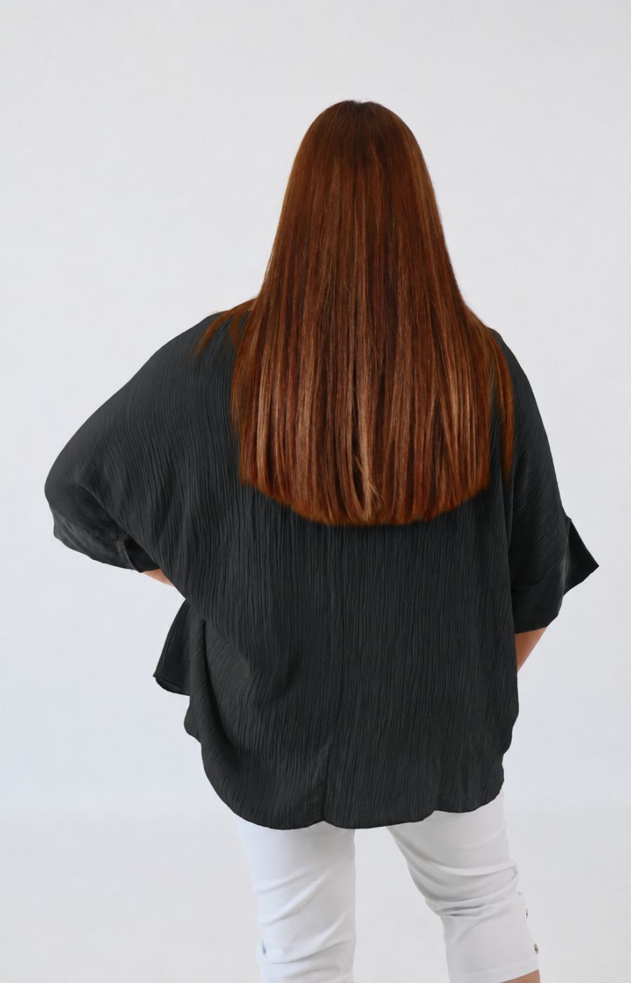 Maggie Crinkle Blouse in Black 