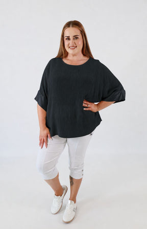 Maggie Crinkle Blouse in Black 