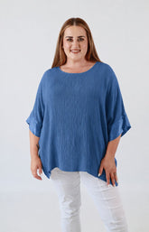 Maggie Crinkle Blouse in Blue