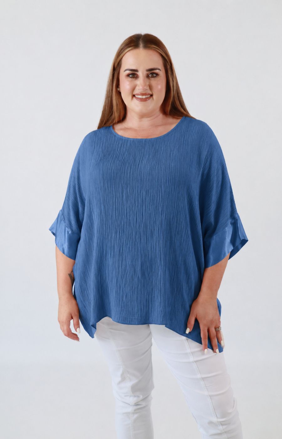 Maggie Crinkle Blouse in Blue