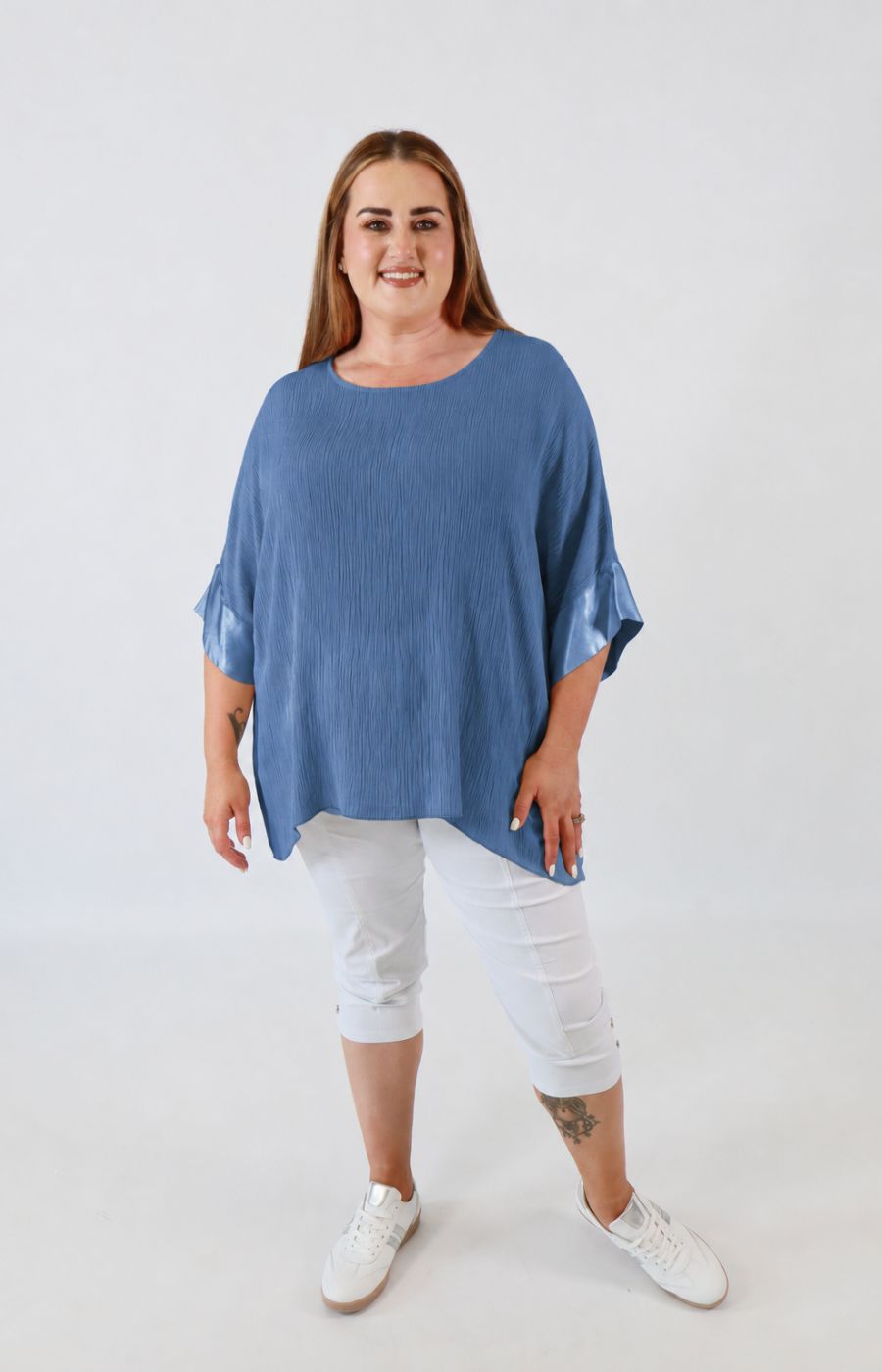 Maggie Crinkle Blouse in Blue 