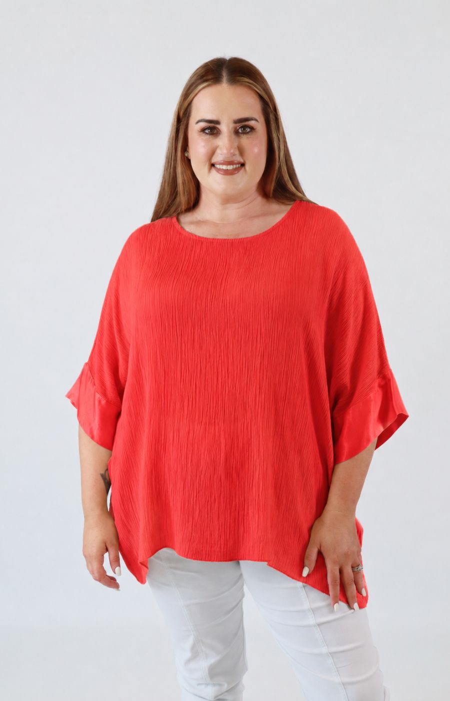 Maggie Crinkle Blouse in Coral 