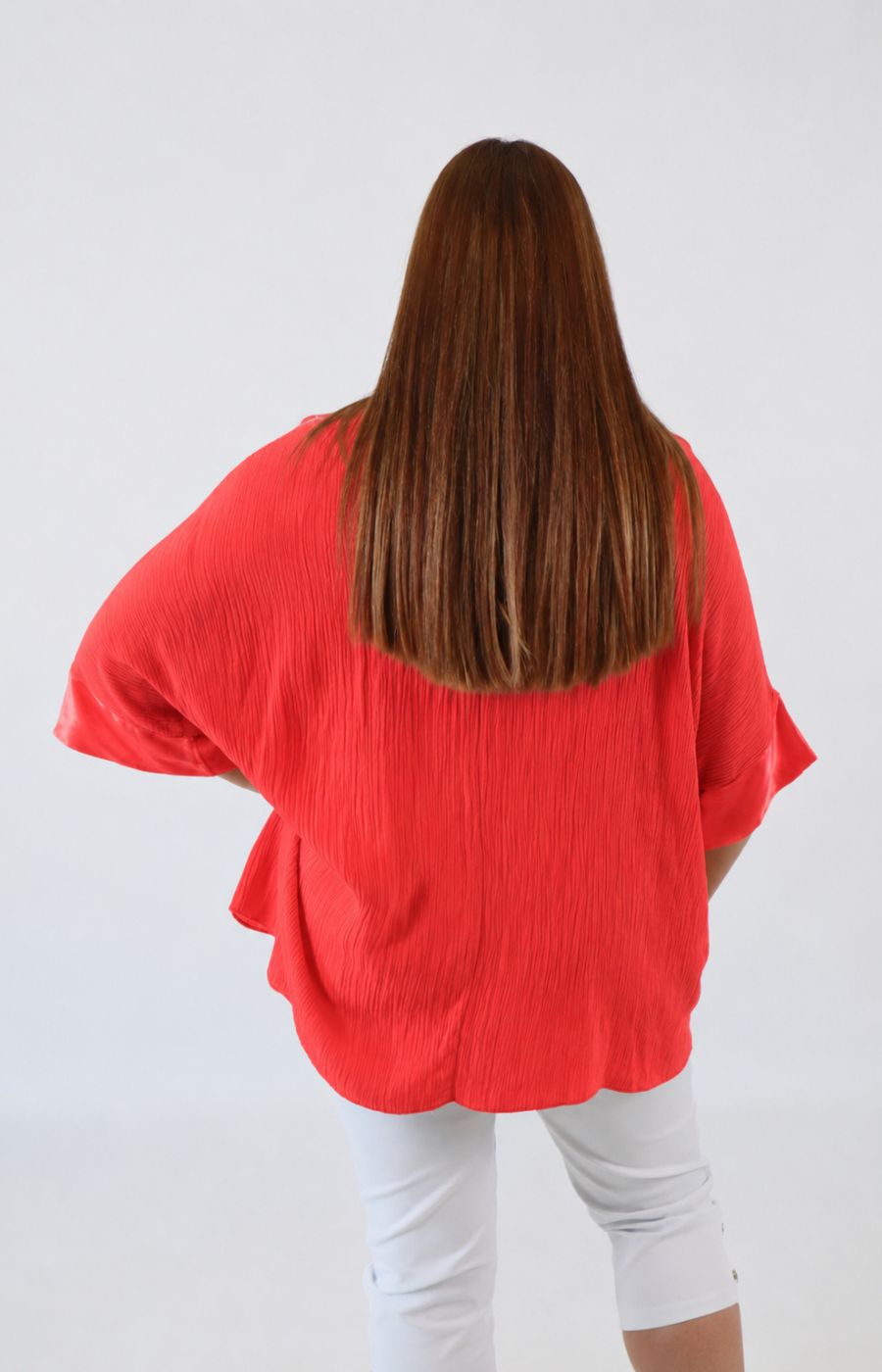 Maggie Crinkle Blouse in Coral 