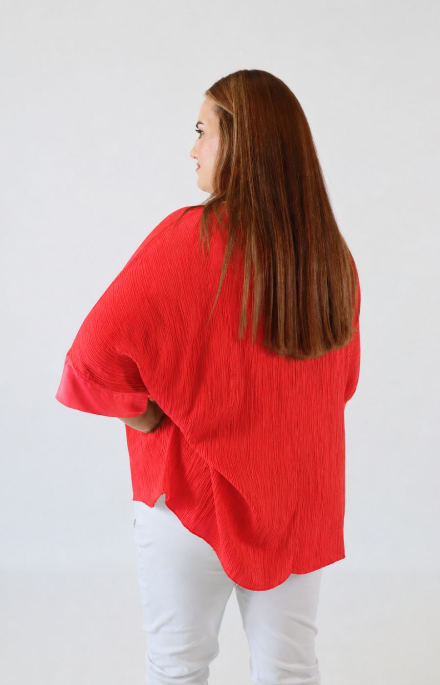 Maggie Crinkle Blouse in Coral 