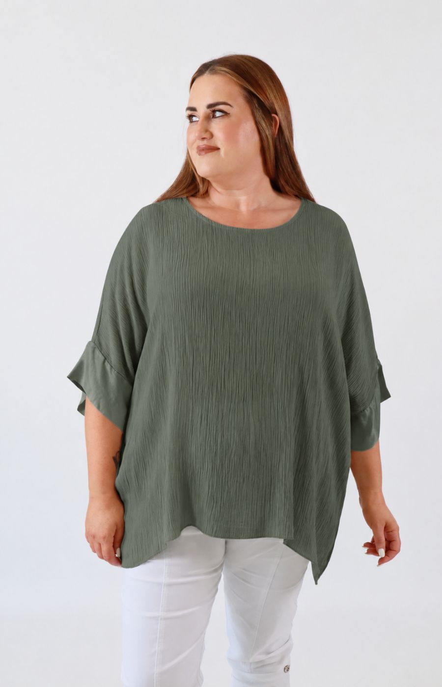 Maggie Crinkle Blouse in Khaki