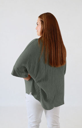 Maggie Crinkle Blouse in Khaki 