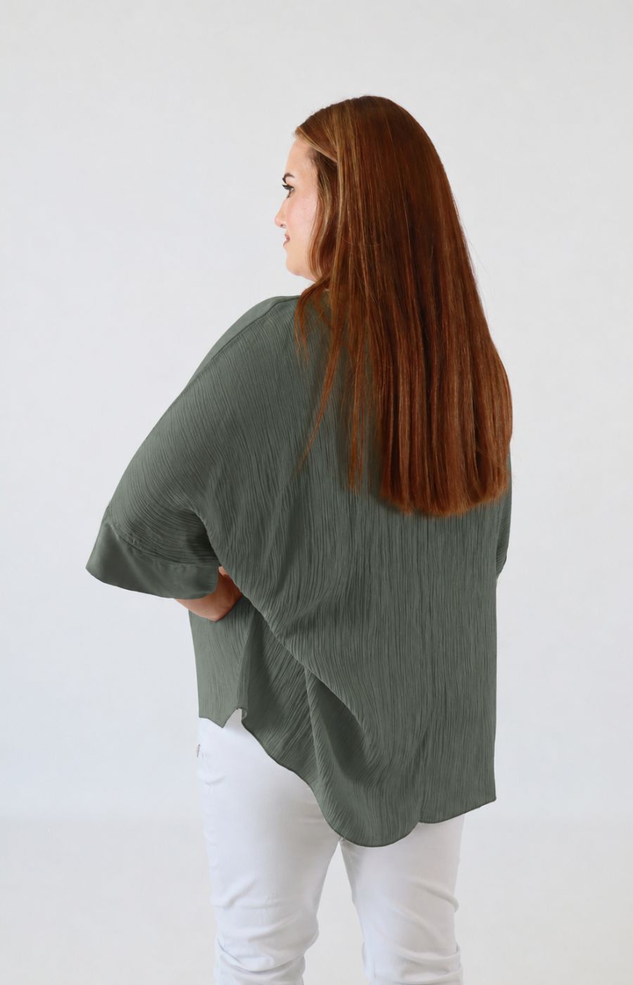 Maggie Crinkle Blouse in Khaki 